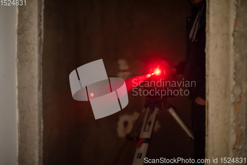 Image of Laser equipment at a construction site