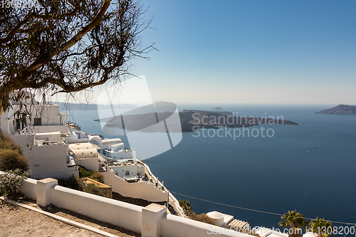 Image of view of Santorini caldera in Greece from the coast