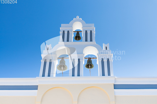 Image of typical Santorini church in Greece in the Cyclades