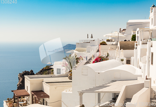 Image of view of Santorini caldera in Greece from the coast