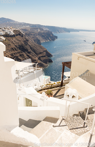 Image of view of Santorini caldera in Greece from the coast