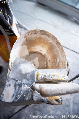 Image of Top view of construction tools in bucket