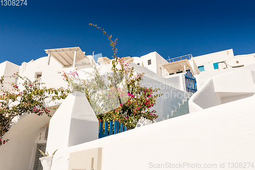 Image of typical architecture of houses on the island of Santorini in Gre