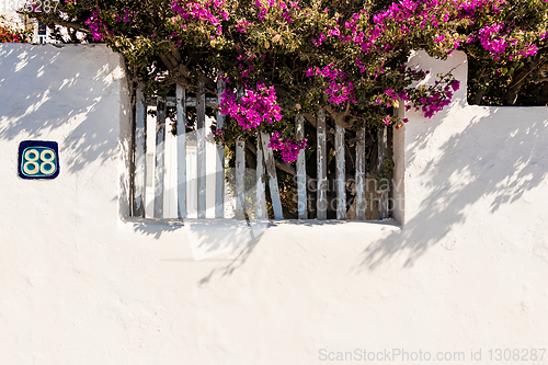 Image of typical architecture of houses on the island of Santorini in Gre