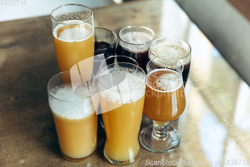 Image of Glasses of different kinds of beer, time for oktoberfest