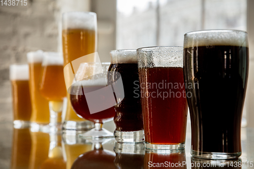 Image of Glasses of different kinds of beer, time for oktoberfest