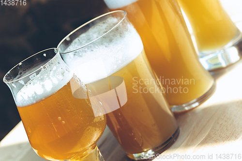 Image of Glasses of different kinds of beer, time for oktoberfest