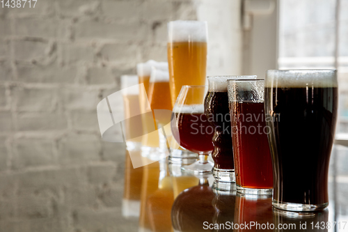 Image of Glasses of different kinds of beer, time for oktoberfest