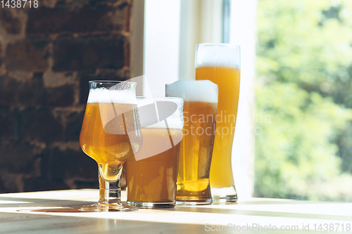 Image of Glasses of different kinds of beer, time for oktoberfest