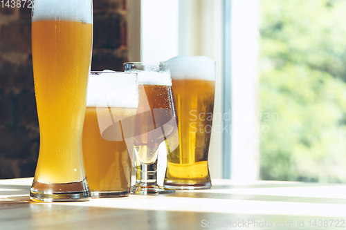 Image of Glasses of different kinds of beer, time for oktoberfest