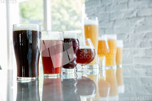 Image of Glasses of different kinds of beer, time for oktoberfest