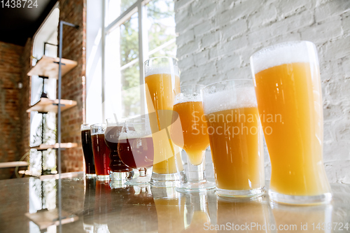 Image of Glasses of different kinds of beer, time for oktoberfest