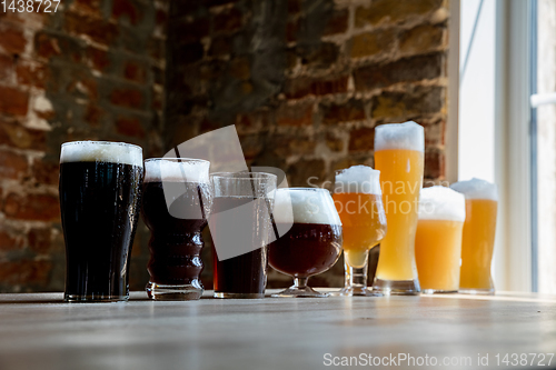 Image of Glasses of different kinds of beer, time for oktoberfest