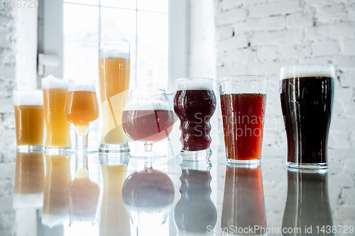 Image of Glasses of different kinds of beer, time for oktoberfest