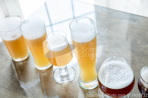 Image of Glasses of different kinds of beer, time for oktoberfest