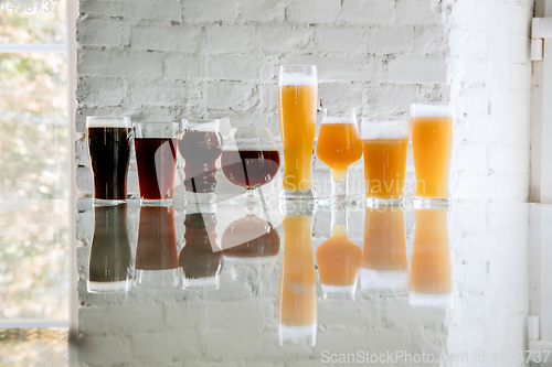 Image of Glasses of different kinds of beer, time for oktoberfest