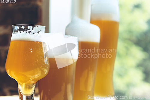 Image of Glasses of different kinds of beer, time for oktoberfest