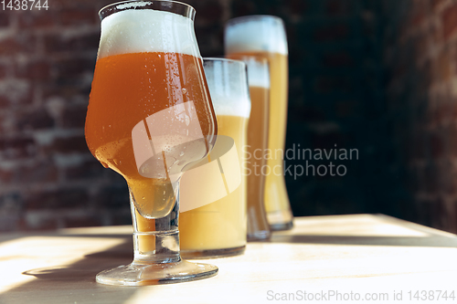 Image of Glasses of different kinds of beer, time for oktoberfest