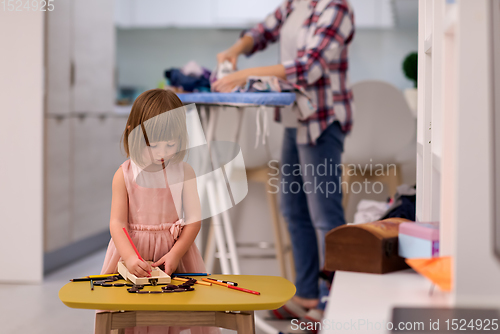 Image of mother and daughter spending time together at home