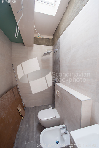 Image of unfinished stylish bathroom interior