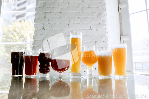 Image of Glasses of different kinds of beer, time for oktoberfest