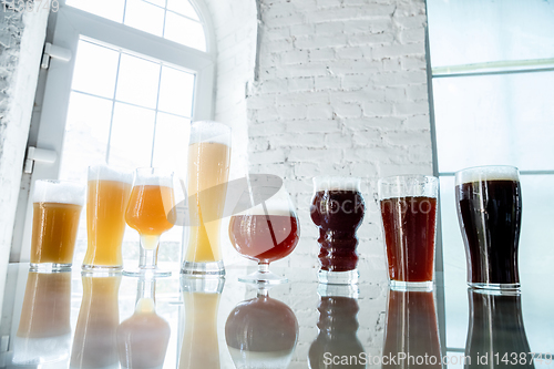 Image of Glasses of different kinds of beer, time for oktoberfest