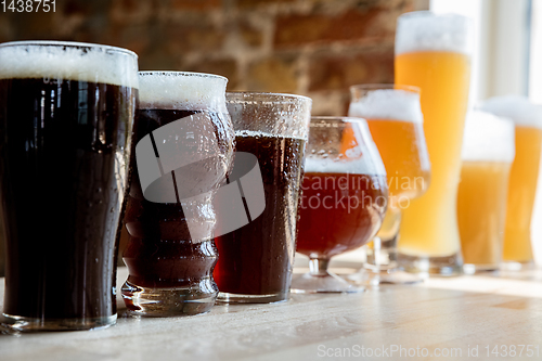 Image of Glasses of different kinds of beer, time for oktoberfest