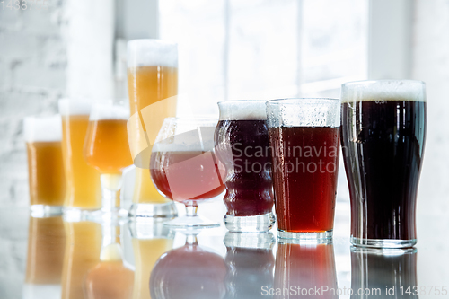 Image of Glasses of different kinds of beer, time for oktoberfest