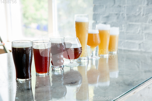 Image of Glasses of different kinds of beer, time for oktoberfest