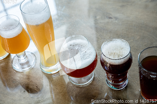 Image of Glasses of different kinds of beer, time for oktoberfest