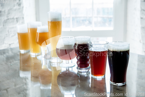 Image of Glasses of different kinds of beer, time for oktoberfest