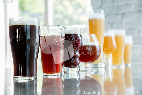 Image of Glasses of different kinds of beer, time for oktoberfest