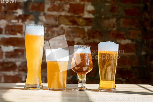 Image of Glasses of different kinds of beer, time for oktoberfest