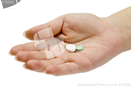 Image of Hand holding pills