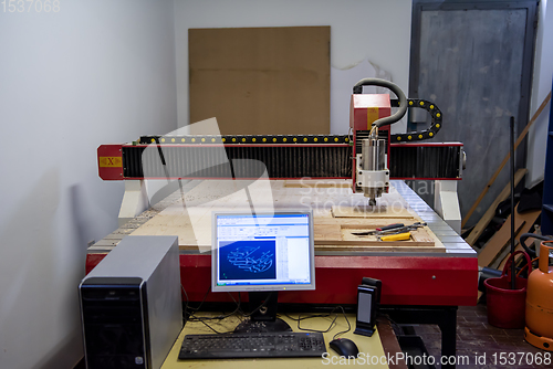 Image of modern automatic woodworking machine