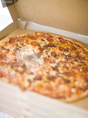 Image of pizza and pizza box