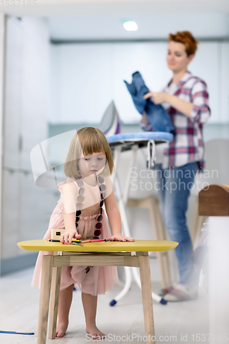 Image of mother and daughter spending time together at home