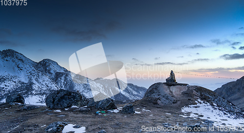 Image of Romantic sunset in Himalaya mountain