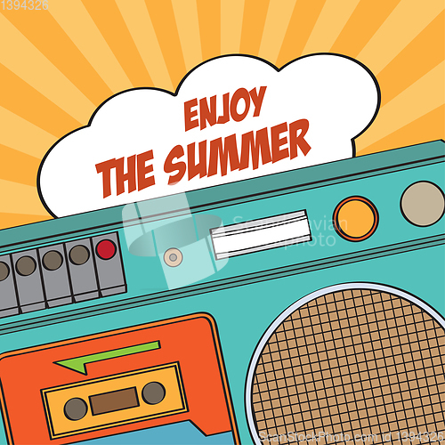 Image of Retro summer poster with boombox