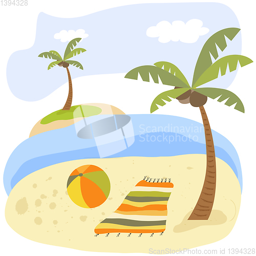 Image of Tropical beach scene. Summer holiday poster