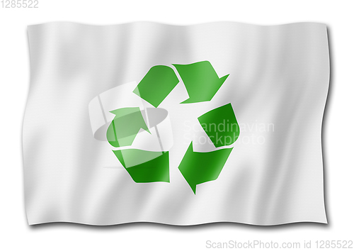 Image of recycling symbol flag isolated on white