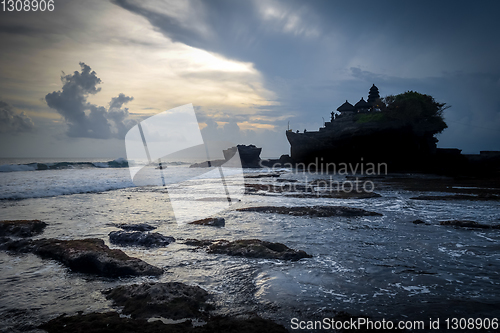 Image of Pura Tanah Lot temple at sunset, Bali, Indonesia