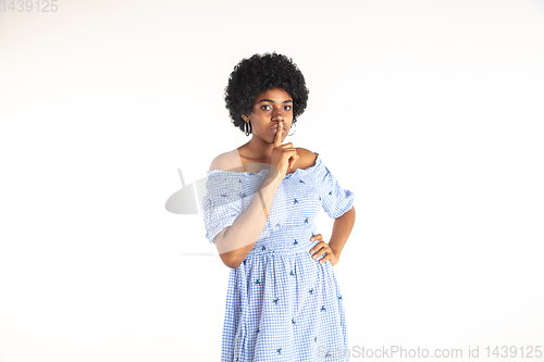 Image of Portrait of beautiful woman isolated on white studio background