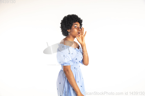 Image of Portrait of beautiful woman isolated on white studio background