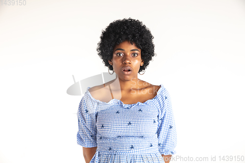 Image of Portrait of beautiful woman isolated on white studio background