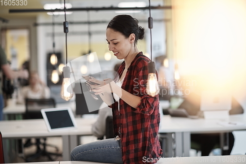 Image of at work  in creative modern coworking startup open space office