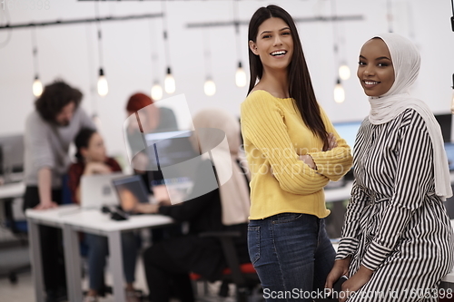 Image of business people portrait  at coworking office space