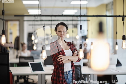 Image of at work  in creative modern coworking startup open space office