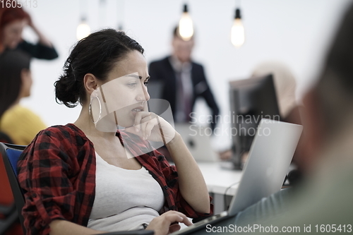 Image of at work  in creative modern coworking startup open space office