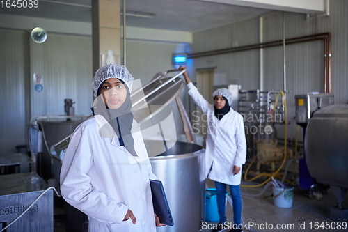 Image of business woman team in local cheese production company